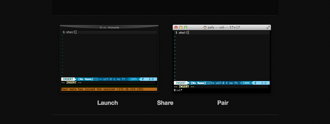 Remote pairing with tmate